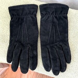 Fownes Women's Sz L Black Suede Winter Gloves Lined